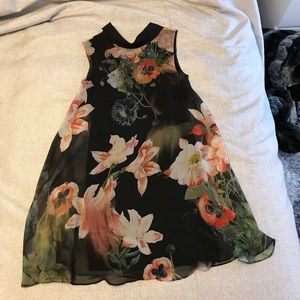 Ted Baker black dress with floral silk overlay